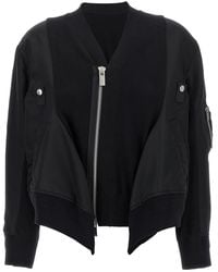 Sacai - Nylon Insert Cardigan - Lyst