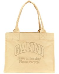 Ganni - Logo Embroidery Shopping Bag - Lyst