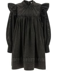 Ganni - Mini Dress With Ruffled Shoulders - Lyst