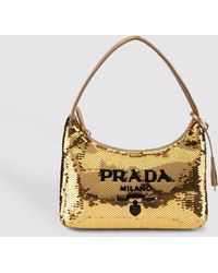 Prada Gold Sequin Re-edition Bag - Metallic