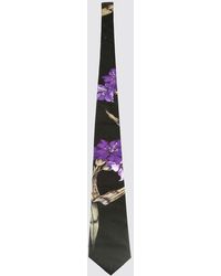 Yohji Yamamoto Flower Silk Tie - Purple
