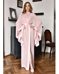 KÂfemme Dusky Pink Long Sheer Kimono Robe
