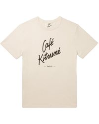 T-shirt à patch logo Coton Maison Kitsuné en coloris Gris Femme Tops Tops Maison Kitsuné 