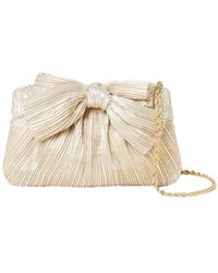 Loeffler Randall Rochelle Mini Pleated Frame Clutch With Bow Platinum Os - Natural