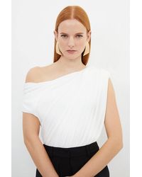 Karen Millen - Jersey Crepe Asymmetric Bodysuit - Lyst
