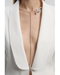 Karen Millen - Diamante Dropped Neck Cuff Bracelet - Lyst