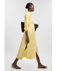 Karen Millen - Viscose Linen Woven Belted Shirt Dress - Lyst