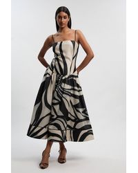 Karen Millen - Jacquard Floral Print Woven Maxi Prom Dress - Lyst