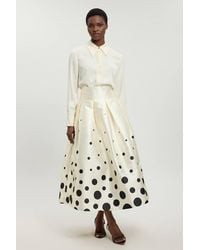 Karen Millen - Petite Spot Border Woven Twill Prom Skirt - Lyst