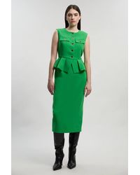 Karen Millen - Compact Stretch Peplum Tailored Midi Dress - Lyst