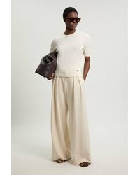 Karen Millen - Viscose Blend Knit Crew Neck Short Sleeve Top - Lyst