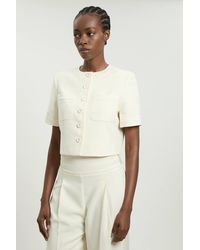 Karen Millen - Satin Tux Short Sleeve Tailored Jacket - Lyst