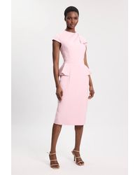 Karen Millen - Structured Ruched Detail Midi Dress - Lyst