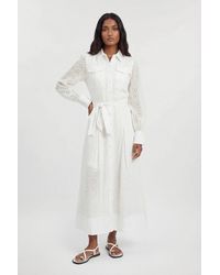 Karen Millen - Cotton Broderie Belted Shirt Dress - Lyst
