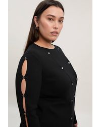 Karen Millen - Plus Size Viscose Blend Stud Detail Long Sleeve Knit Top - Lyst