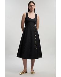 Karen Millen - Tailored Denim Sleeveless Full Skirted Midi Dress - Lyst