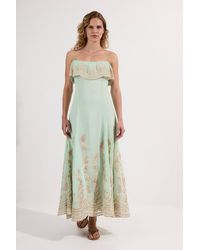 Karen Millen - Embroidered Applique Strappy Midi Dress - Lyst