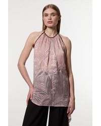 Karen Millen - Amelia Graham Petite Burnout Halter Neck Asymmetric Tunic Top - Lyst
