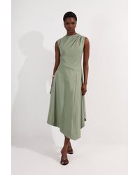 Karen Millen - Tailored Drapey Bodice Asymmetric Midi Dress - Lyst