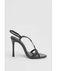 Karen Millen - Leather Strappy Heeled Sandal - Lyst