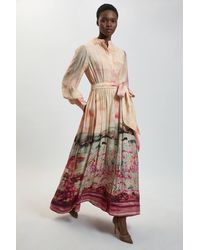 Karen Millen - Scenic Fluid Organza Belted Shirt Dress - Lyst