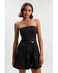 Karen Millen - Cluster Sequin & Crystal Embellished Bandeau Tailored Mini Dress - Lyst