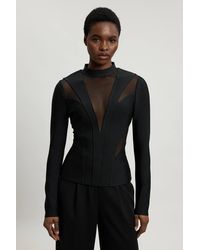 Karen Millen - Figure Form Bandage Mesh Detail Knit Top - Lyst