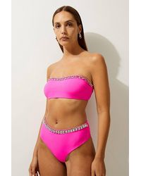 Karen Millen - Premium Embellished High Waist Bikini Bottoms - Lyst