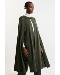 Karen Millen - Viscose Blend Military Knit Longline Cape - Lyst