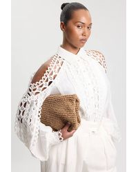 Karen Millen - Plus Size Tape Detail Cold Shoulder Woven Blouse - Lyst