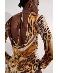 Karen Millen - Sheer Viscose Georgette Sketchy Woven Cowl Back Maxi Dress - Lyst