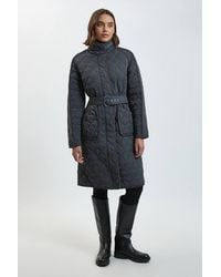 Karen Millen - Petite Quilted Tipped Long Coat - Lyst