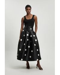Karen Millen - Spot Woven Twill Prom Skirt - Lyst