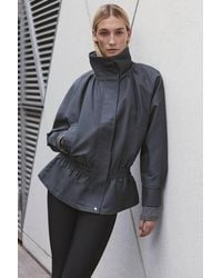 Karen Millen - Trench Check Mix Funnel Neck Jacket - Lyst