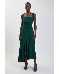 Karen Millen - Compact Stretch Strappy Asymmetric Hem Maxi Dress - Lyst