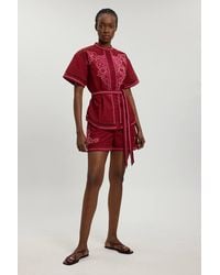 Karen Millen - Linen Blend Beaded Embroidery Shirt Co Ord - Lyst