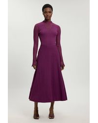 Karen Millen - Viscose Blend Filament Knit Midi Dress - Lyst