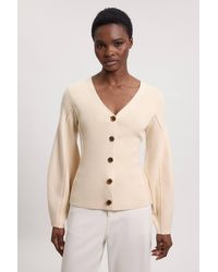 Karen Millen - Knit Wool Look Rounded Sleeve Cardigan Sweater - Lyst