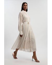 Karen Millen - Hotfix Studded Long Sleeve Shirt Woven Maxi Dress - Lyst