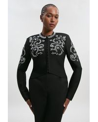 Karen Millen - Plus Size Figure Form Bandage Embellished Knit Jacket - Lyst