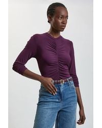 Karen Millen - Crepe Jersey Ruche Front Top - Lyst