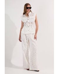 Karen Millen - Cutwork Woven Straight Leg Trouser - Lyst