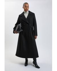 Karen Millen - Plus Size Wool Tailored Flared Skirt Midi Coat - Lyst