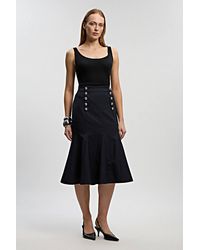 Karen Millen - Tailored Pinstripe Godet Midi Skirt - Lyst