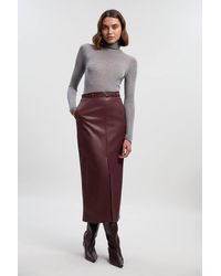 Karen Millen - Faux Leather Tailored Midi Pencil Skirt - Lyst