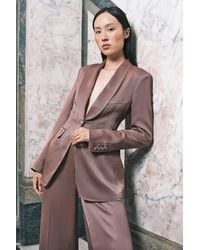 Karen Millen - Structured Satin Viscose Tailored Blazer - Lyst