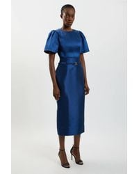 Karen Millen - Satin Twill Belted Maxi Skirt - Lyst