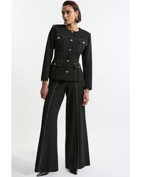 Karen Millen - Compact Stretch Tailored Flared High Waisted Trousers - Lyst