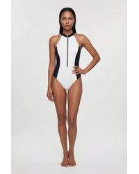 Karen Millen - Racer Back Swimsuit With Zip - Lyst