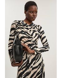 Karen Millen - Zebra Print Crepe Twist Detail Maxi Dress - Lyst